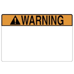 Pre-Printed Header Label, WARNING, 3.0&quot; x 2.0&quot;, PET, Orange, 250/roll