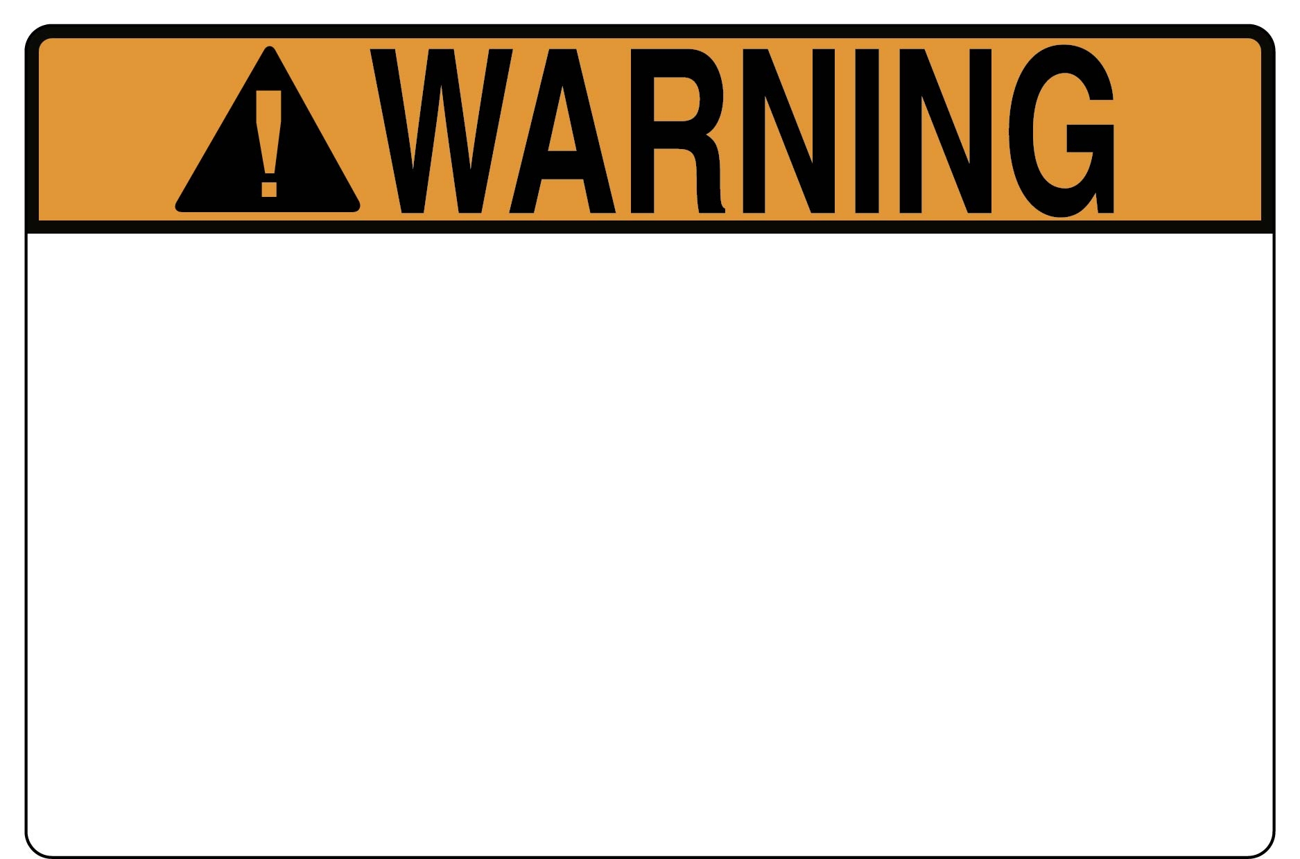 Pre-Printed Header Label, WARNING, 6.0 x 4.0, PET, Orange, 250roll