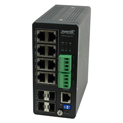 Industrial Managed PoE Switch 8 10/100/1000Base TX PoE+ 4 100/1000Base-X SFP Ports