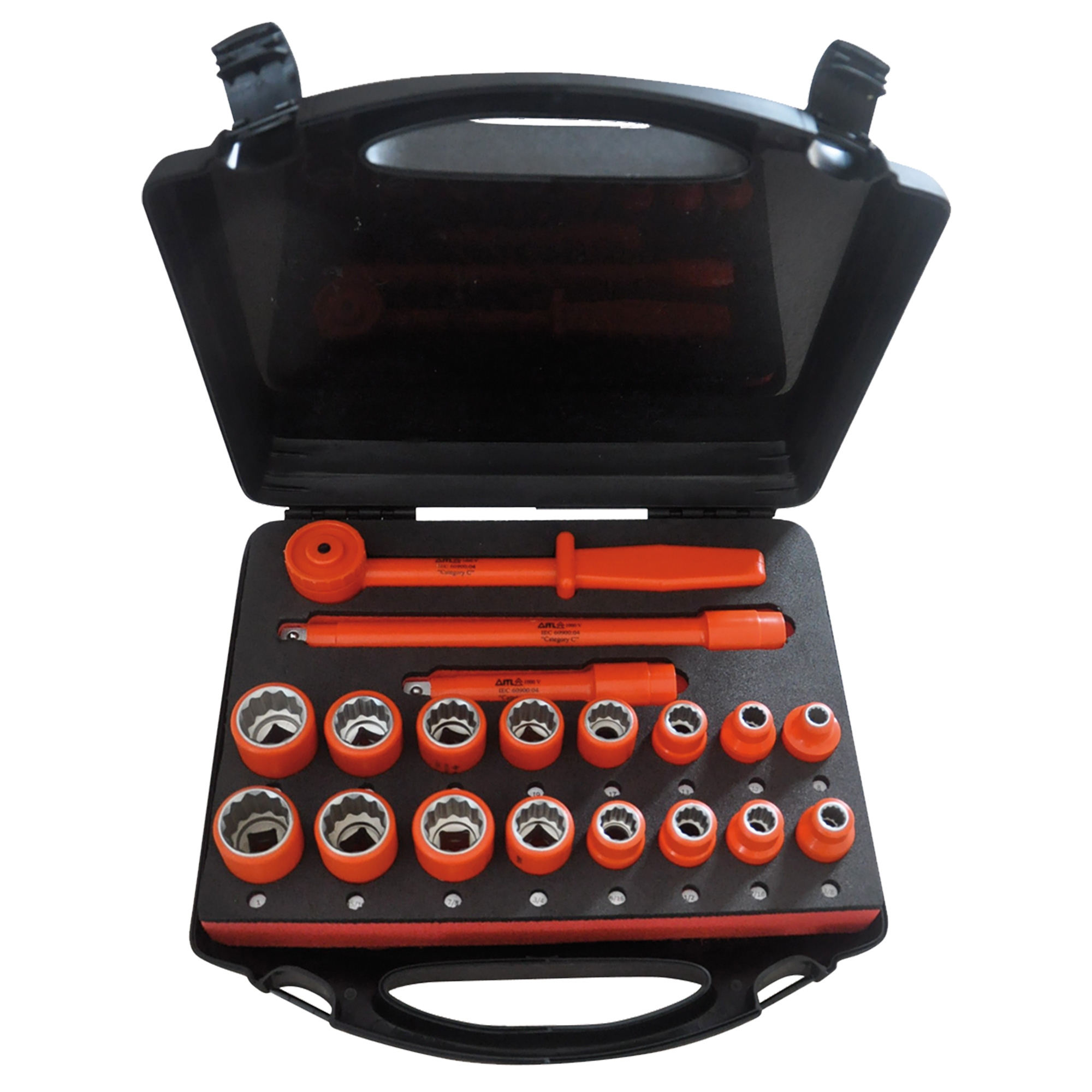 1000V Insulated 1/2-inch Drive Combination Socket Set, 19-Piece