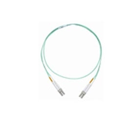 Fiber Patch Cord, 100 FT., 2-Fiber, LazrSPEED 550 (OM4) 50 µm Multimode Fiber, LC to LC, 1.6 mm Duplex, LSZH, Aqua Jacket