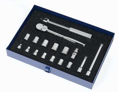 Socket and Drive Tool Set, Round Head, 3/8 in. Drive, Vanadium Steel ...