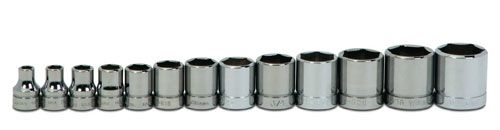 Socket Set, Round Head, 3/8 in. Drive, Metal, 1-1/32 to 1-13/32 in. OAL ...
