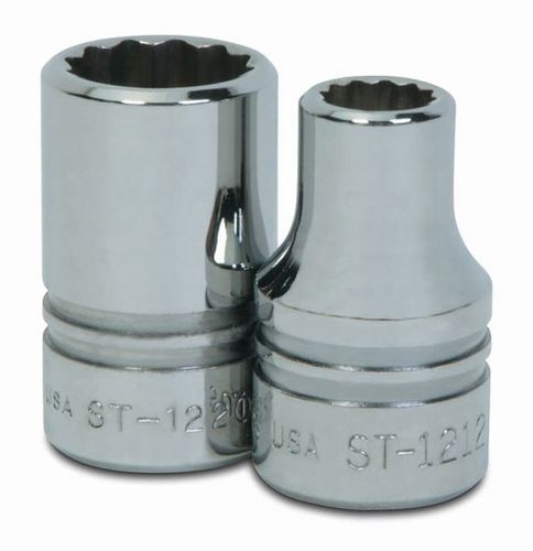 Socket, Round Head, 1/2 in. Drive, Metal, 1-1/2 in. OAL, High Polished ...