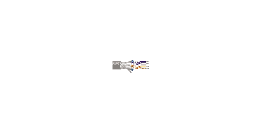 Computer Cable, 1000 ft. L, 300 V, 30 V, 24 AWG, 2 Pair, CM