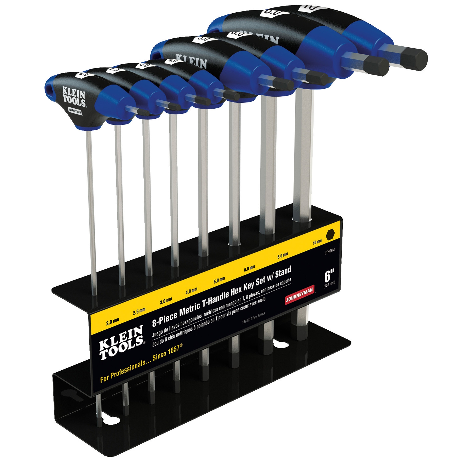Hex Key Set, Metric, 8 Keys, T Shape, Key Size 1.5; 2; 2.5; 3; 4; 5; 6 ...