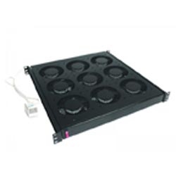 19" Ventilation Unit, 9 Fans, With Thermostat, 1008m3/h (for Up To 1.71kw At delta T=5K)