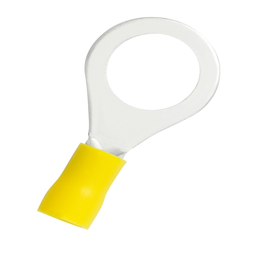 Ring Terminal, Stranded, Tin Plated, Vinyl, Yellow, Copper, 1.05 in. Lg ...
