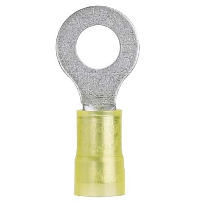 Ring Terminal, Stranded, Tin Plated, Nylon, Yellow, Copper, 1.47 in. Lg ...