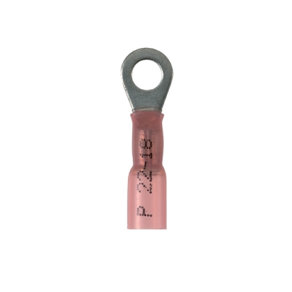 Ring Terminal, Stranded, Tin Plated, Heat Shrink, Red, Copper, 1.08 in ...