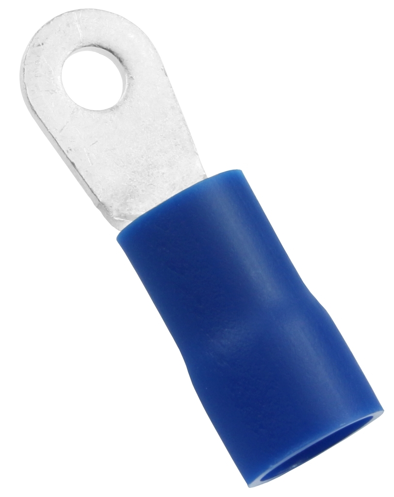Ring Terminal, Stranded, Tin Plated, Vinyl, Blue, Copper, 1.65 in. Lg ...