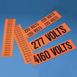 VOLTAGE MRKER VNYL ’208 VOLTS’ BL/OR PK5