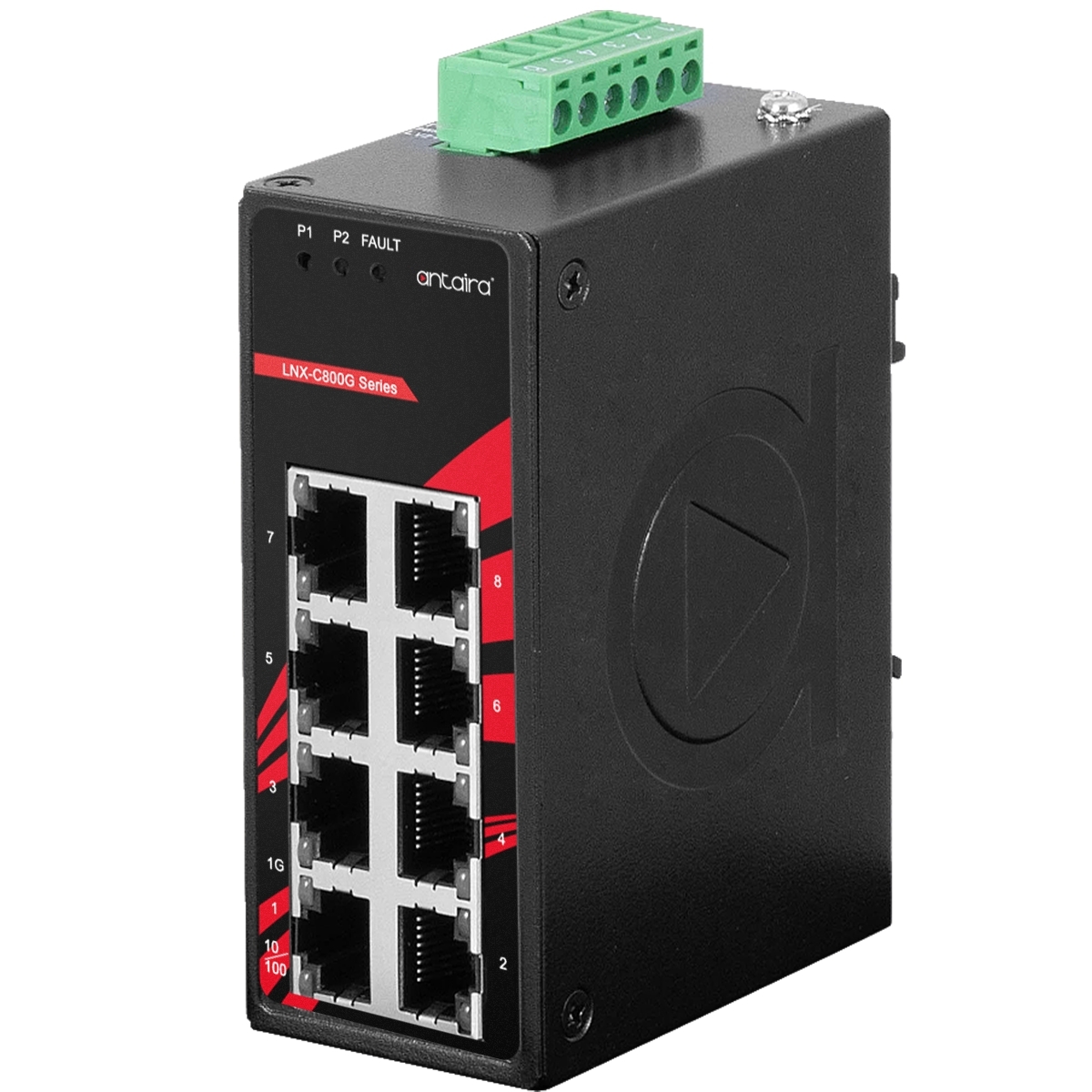 Industrial Switch,8 Port,Unmanaged Management,DIN Rail/Wall-Mount,8 x ...