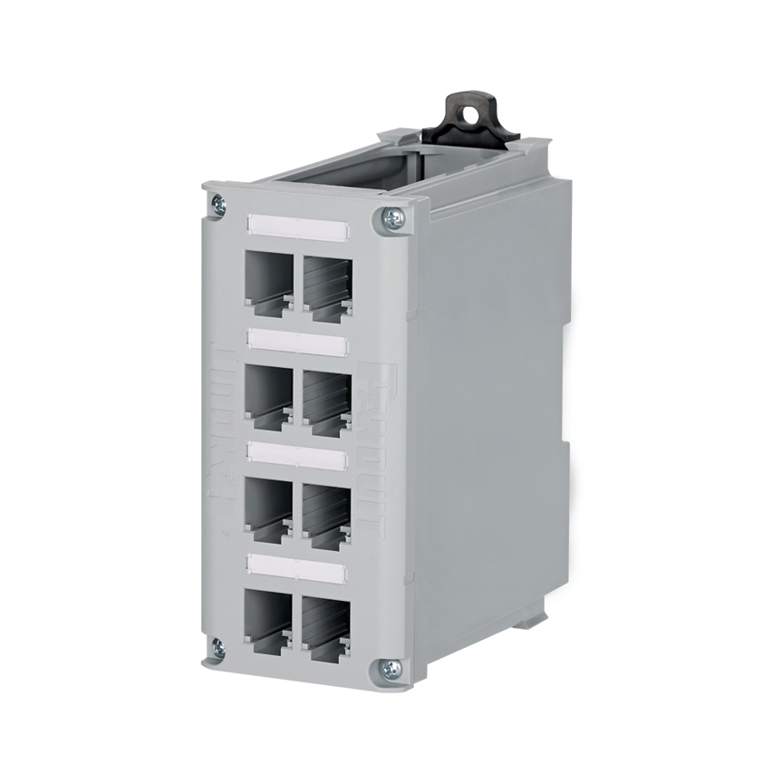 Patch Panel, Gray, Unshielded, Mount, Polycarbonate, 8 Ports