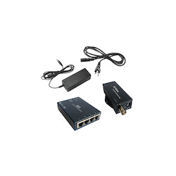 Single Port Extender Solution That Leverages A Downlink Port Of Standard Switch To Extend Ethernet And Poe Over A Single Long Run Coax Cable To Four Poe Ports To Enable IP Endpoints