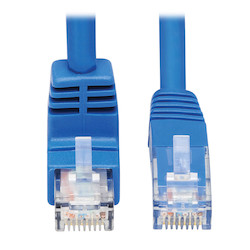 Down-Angle Cat6 Gigabit Molded UTP Ethernet Cable (RJ45 Right-Angle Down M to RJ45 M), Blue, 4.57 m