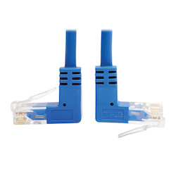 Up/Down-Angle Cat6 Gigabit Molded Slim UTP Ethernet Cable (RJ45 Up-Angle M to RJ45 Down-Angle M), Blue, 0.61 m