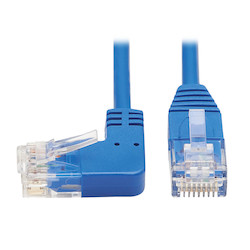 Left-Angle Cat6 Gigabit Molded Slim UTP Ethernet Cable (RJ45 Left-Angle M to RJ45 M), Blue, 0.91 m