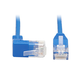 Up-Angle Cat6 Gigabit Molded Slim UTP Ethernet Cable (RJ45 Right-Angle Up M to RJ45 M), Blue, 3.05 m
