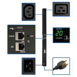 3.3/3.7kW 0U PDU distributes and monitors single-phase power in an IT or industrial environment. Built-in Java-free network interface helps you remotely monitor load levels to prevent overloads that cause downtime.