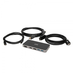 The USB-C 7-in-1 Dual Display Dock Kit connects to USB-C or Thunderbolt 3 enabled laptops and includes the cable connectivity solution needed for up to two HDMI displays