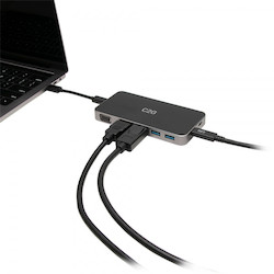 The USB-C 7-in-1 Dual Display Dock Kit connects to USB-C or Thunderbolt 3 enabled laptops and includes the cable connectivity solution needed for up to two HDMI displays