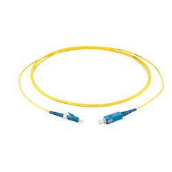 OS2 Fiber Optic Cable, Simplex, 1-F, FRNC, LC To SC, 2.0mm Diameter, 2 Meters