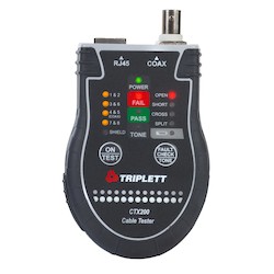 RJ45/Coax Tester performs a TIA568 test on CAT5/6 network cable (RJ45) with instant PASS/FAIL results - opens/shorts, reversals, split pairs, and continuity. Includes a built-in tone generator for tracing and troubleshooting with included tone probe.