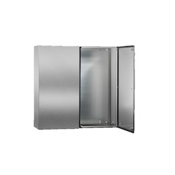 AE Compact Enclosure, WHD: 1000x1000x300 mm, Stainless Steel 1.4301, With Mounting Plate, Two-door, With Two Cam Locks