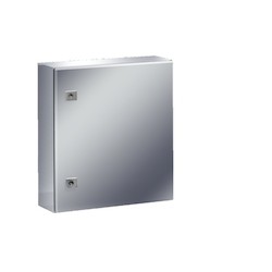 AE Compact Enclosure, WHD: 400x500x210 mm, Stainless Steel 1.4301, With Mounting Plate, Single-door, With Two Cam Locks