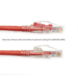 CAT6 550-MHz Lockable Snagless Stranded Ethernet Patch Cable - Unshielded (UTP), CM PVC (RJ45 M/M), Red, 10-ft. (3.0-m)