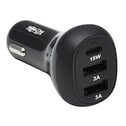 3-Port USB Car Charger, 36W Max - USB-C PD 3.0 Up to 18W, 2 USB-A QC 3.0 Up to 36W
