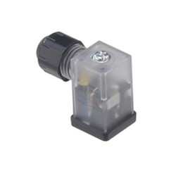 Mpm DIN Valve Connector, Form C-8mm, External Threads, 2 Pole Plus Ground With C4 Circuit, 24V, Yellow LED + VDR, Transparent, Profiled NBR Gasket, Bulk Pack, Mounted