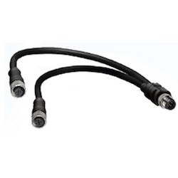 Micro-change (M12) In-line Splitter, 4 Pole, 1 x 4-pole Male (straight) To 2 x 3-pole Female (straight), 18 AWG TPE Cable, 4.0m Length