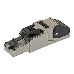 Brad RJ-45 Field Attachable Connector, 8 Poles, Straight, Male, Shielded, IDC Termination, AWG 24-22