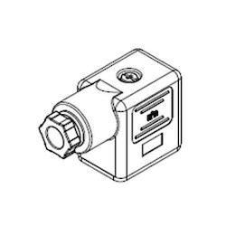 Mpm DIN Valve Connector, Form B-11mm, PG9 Internal Threads, 2 Pole Plus Ground Terminal, 250V AC/300V DC, Black, NBR Profiled Gasket, Bulk Pack, Mounted