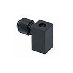 Mpm DIN Valve Connector, Form C-micro 9.4mm, External Thread, 2 Pole Plus Ground Terminal, 250V AC/DC, Black, Nitrile Gasket, UL94-V0 Rated, Bulk Pack, Mounted