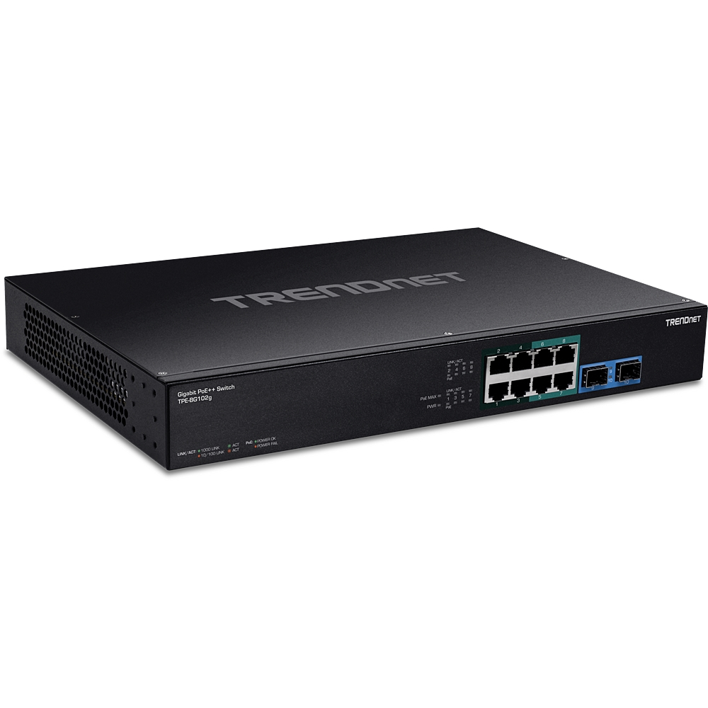PoE++ Switch, 10-Port, 8 x PoE+, 2 x SFP Port Configuration, Network ...