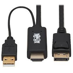 HDMI TO DISPLAYPORT ACTIVE    ADAPTER CABLE (M/M) - 4K,     USB POWER, BLACK, 2