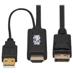 HDMI TO DISPLAYPORT ACTIVE    ADAPTER CABLE (M/M) - 4K,     USB POWER, BLACK, 1