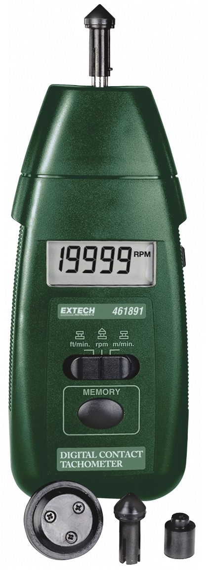 Contact Tachometer, 1.5 V, (4) AA Alkaline Battery, 10 mA