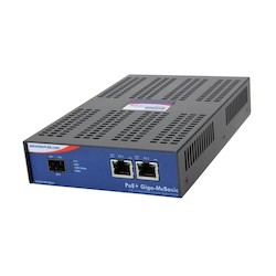 10/100/1000 Mbps PoE+ switching media converter PoE+ Giga-McBasic LFP, T2TX/LX-MM1300-SC