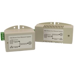 Industrial Gigabit Power over Ethernet 35 watt midspan injector, compatible with IEEE802.3af/at PoE+ for DC-to-DC power applications with 24 VDC Input