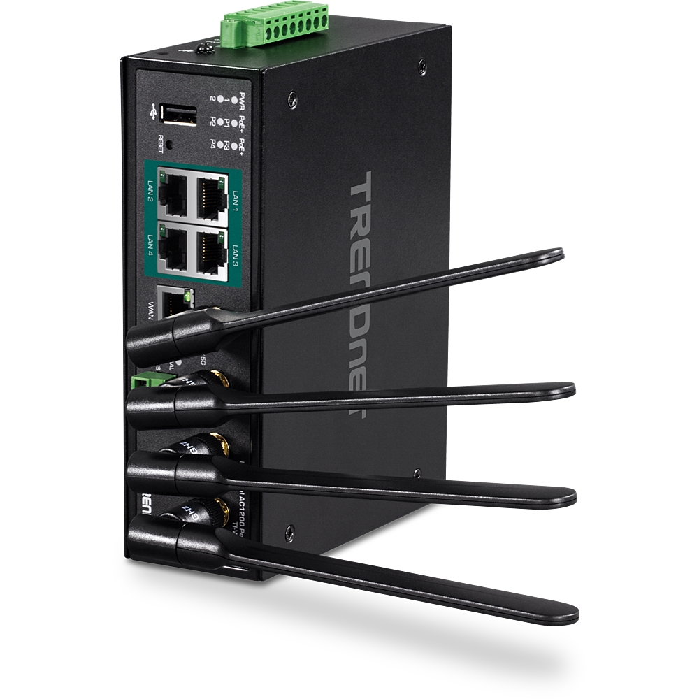 Industrial Wireless Gigabit PoE+ Router, 5-Port, 20 W Power Consumption ...