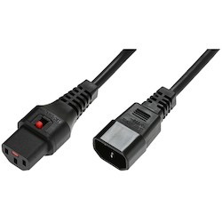 IEC C14 Plug to Locking IEC C13 Connector Power Cord, 1.5m Black H05VV-F 3x1.00mm