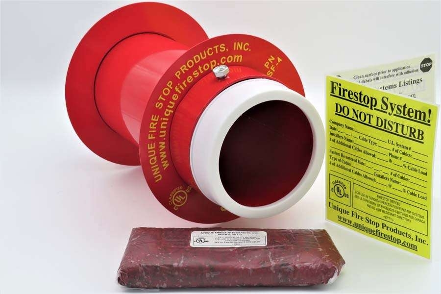Firestop Sleeve System, 12 in. L, 4 in. W, Steel, Red
