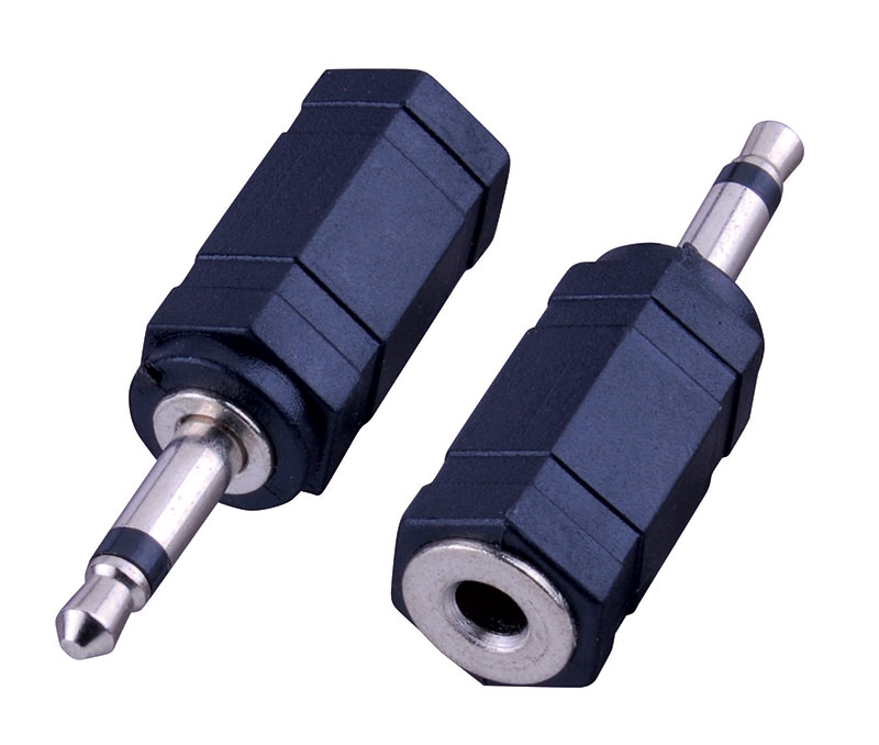 Adapter, Outputs 3.5mm Stereo Jack, Nickel, Inputs 3.5mm Mono Plug