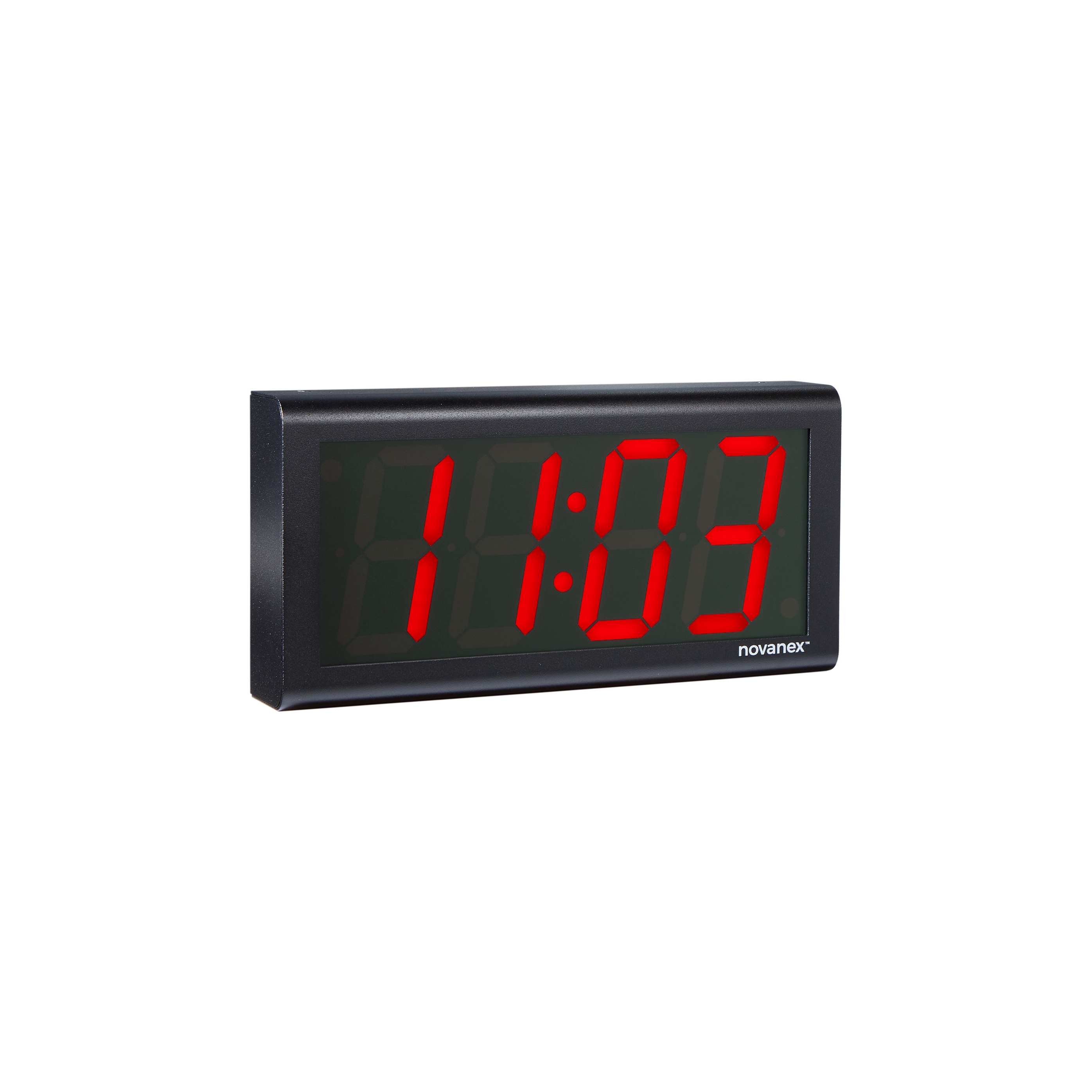 4 digit clock, black powder-coated aluminum case, red LED