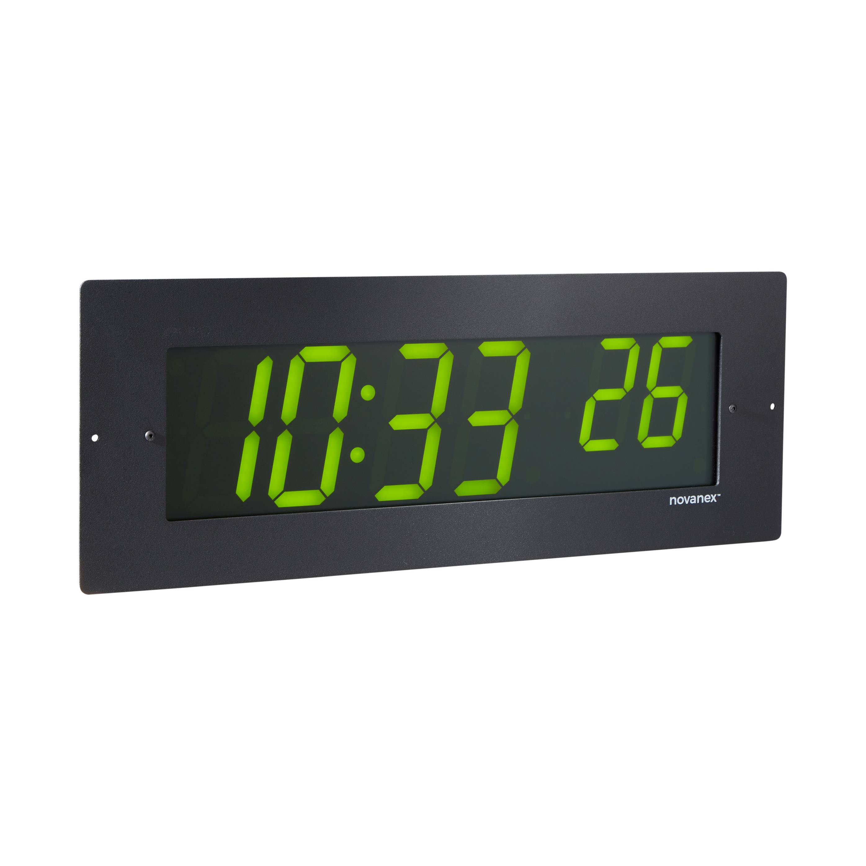 Digital Clock, LED, Aluminum; Stainless Steel, Green, 6 Digit