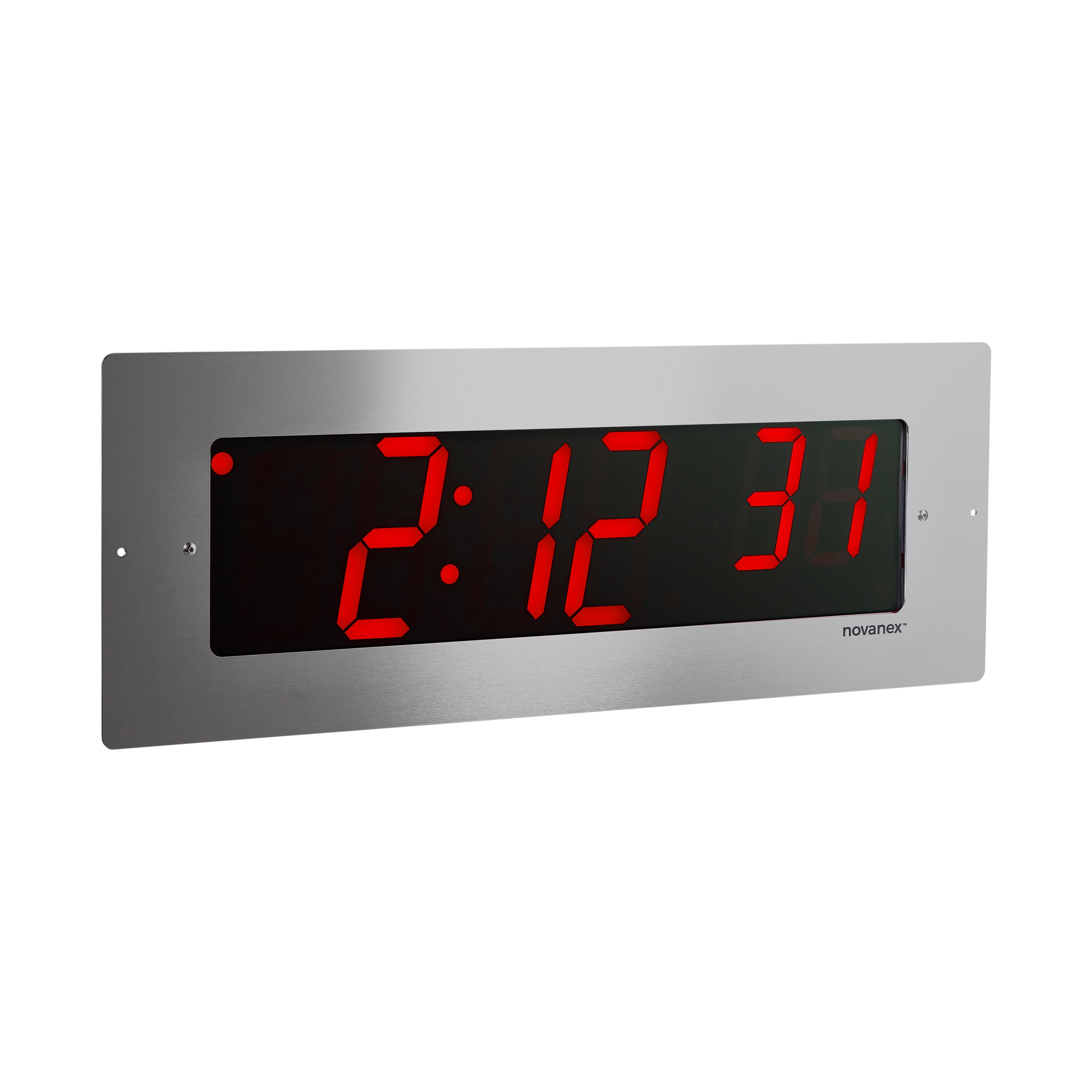 6 digit clock, black powder-coated aluminum case for recessed mounting ...